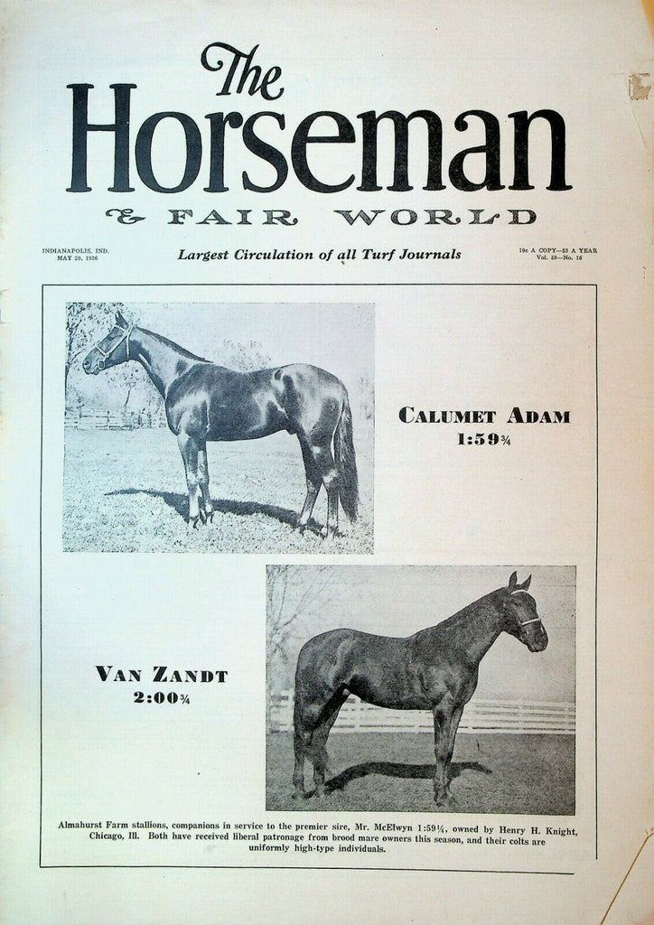 Horseman & Fair World Magazine Harness Racing May 20 1936 Calumet Adam