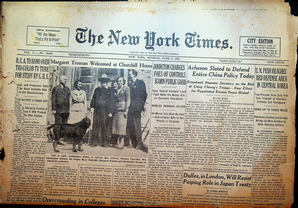 The New York Times June 4 1951 Korean War Pope Pius X Beatified