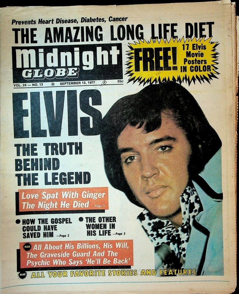 Midnight Globe September 13 1977 Elvis Presley Mayo Kaan Superman Patrick Duffy