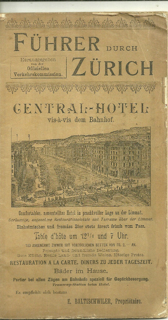 Fuhrer durch Zurich with Foldout Map 1890s Switzerland Booklet
