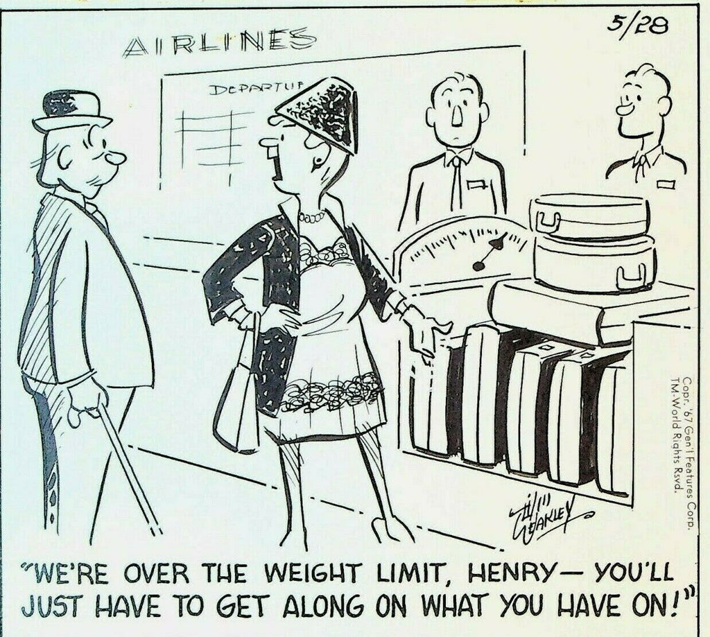 Traveling Light by Jim Weakley Original Comic Art May 28 1967 Airport Baggage