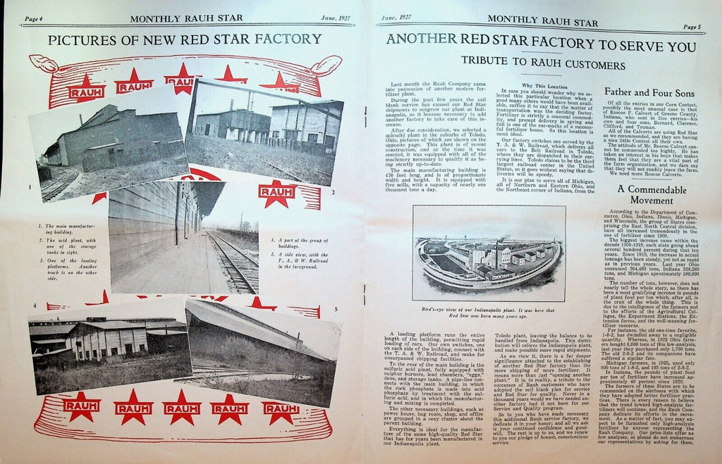 E Rauh & Sons Fertilizer Monthly Star Magazine June 1927 Indianapolis Farm Boy
