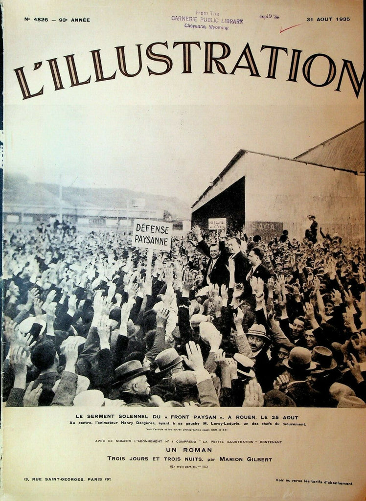 L'Illustration Magazine August 31 1935 Italy Ethiopia War Peru Brussels Expo