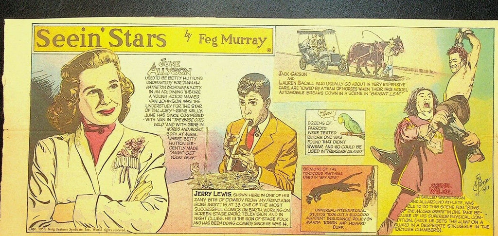 Seein Stars Comic Strip June 11 1950 Jerry Lewis Lauren Bacall June Allyson