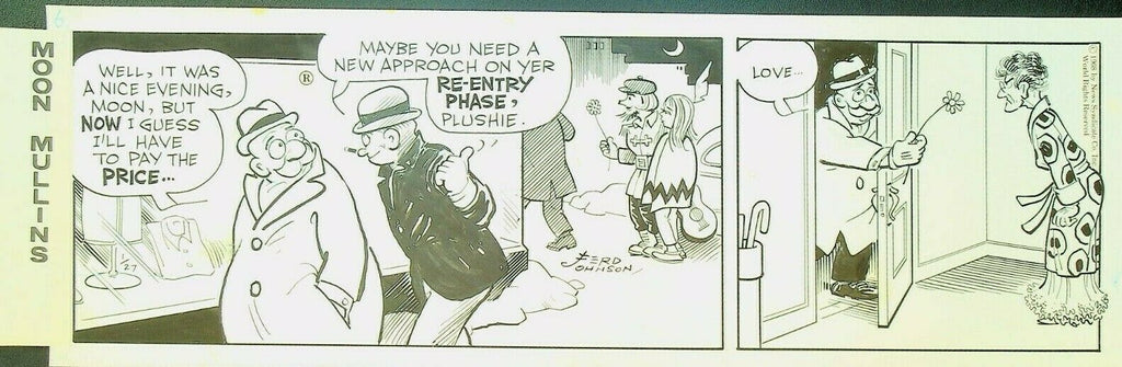 Moon Mullins Ferd Johnson Original Comic Strip Art January 27 1968