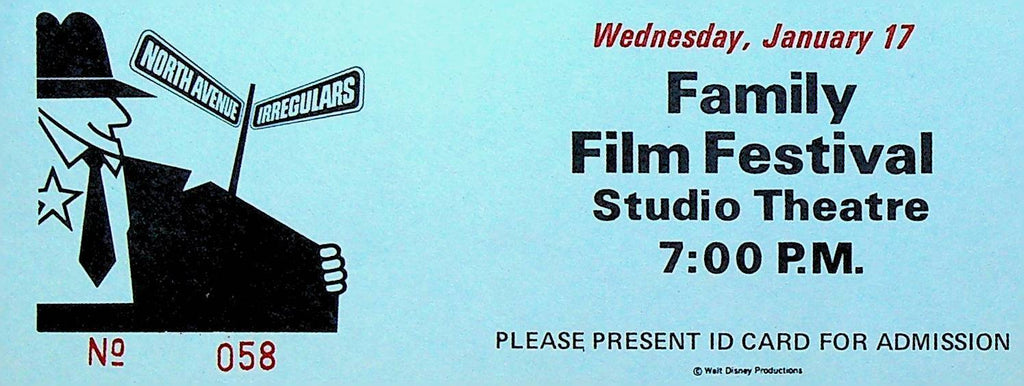 North Avenue Irregulars Disney Family Film Festival Ticket January 17 1979