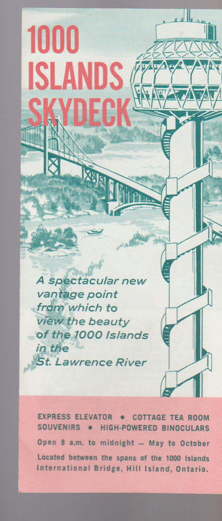 Thousand Islands Skydeck Brochure Upstate New York 100 Islands 1960s