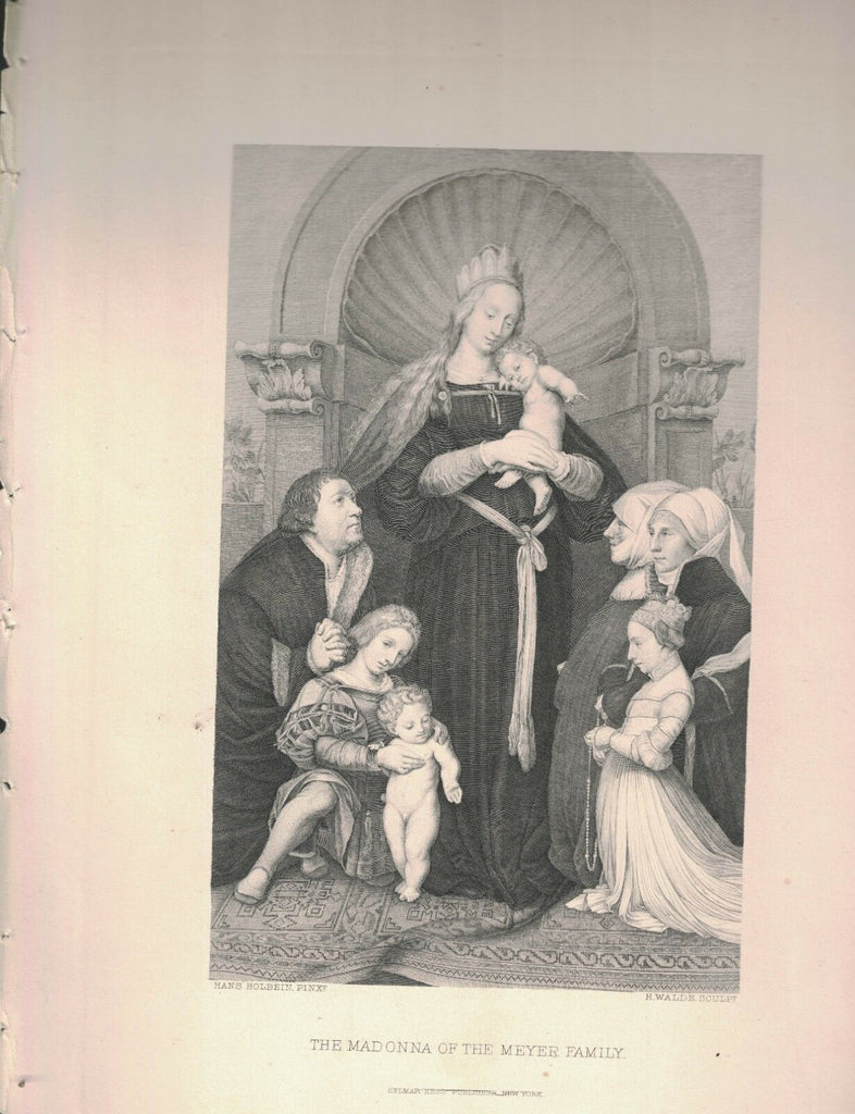 The Madonna of the Meyer Family 1888 Steel Engraving Print R Walde Goulet