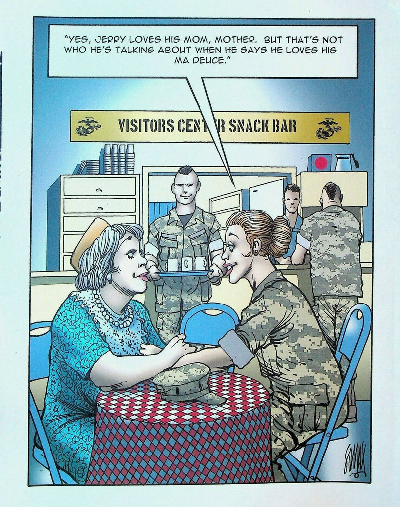 Leatherneck Magazine Original Comic Art Don Lomax 1990s Marines Ma Deuce Mom