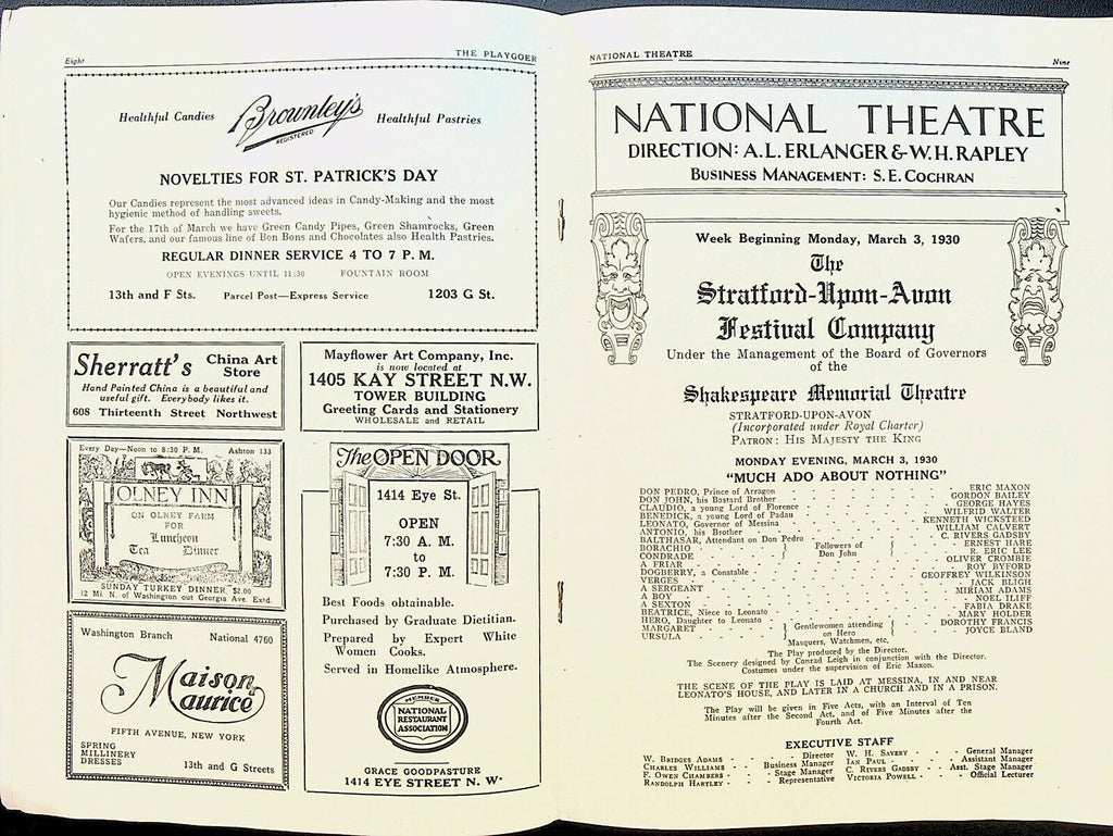 Stratford-Upon-Avon Festival Company Playgoer Shakespeare March 3 1930