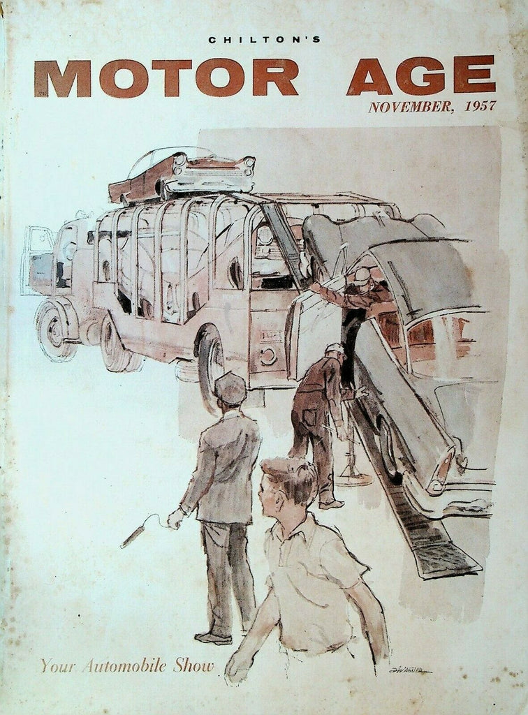 Chilton's Motor Age Magazine November 1957 Cadillac DeSoto Pontiac Ford Chevy