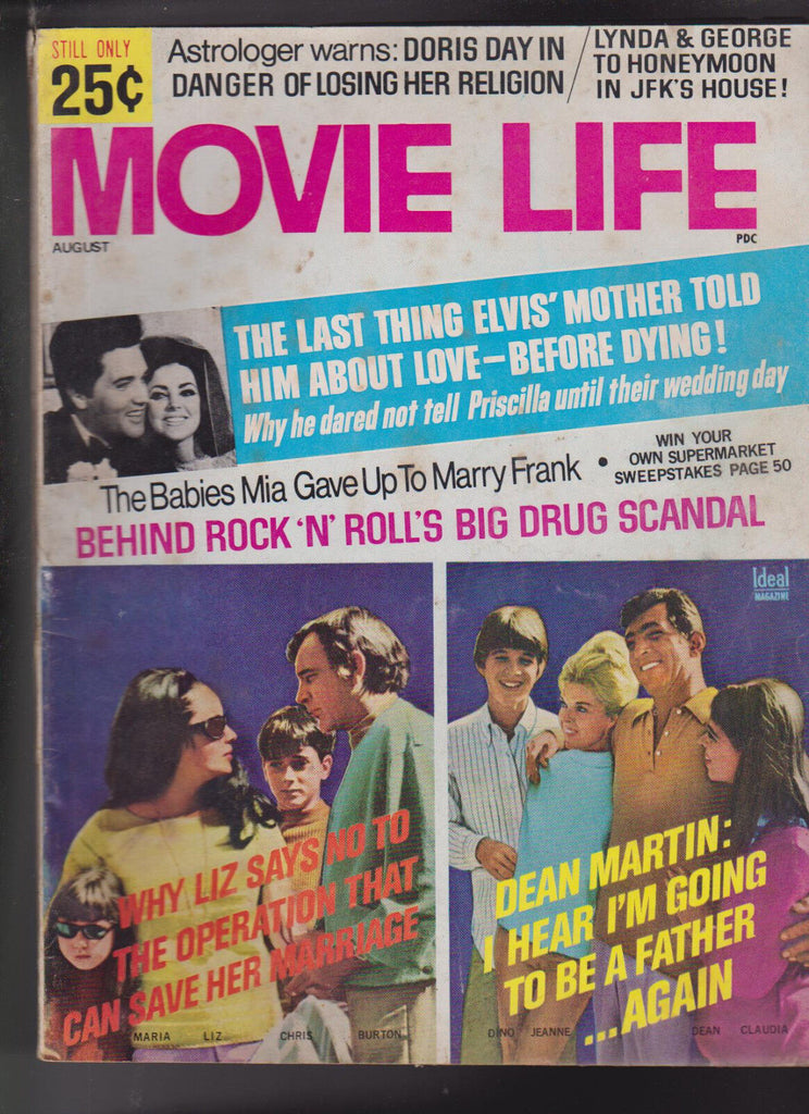 Movie Life August 1967 Doris Day Liz Taylor Elvis Presley Dean Martin