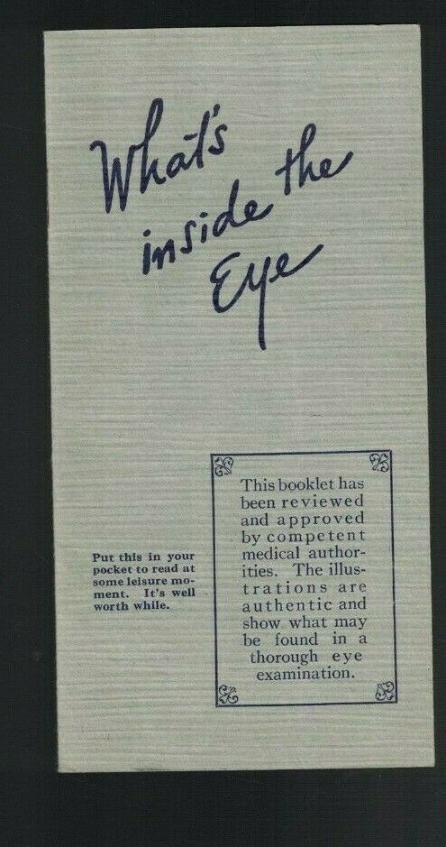 What's Inside the Eye 1928 Booklet Arthur F Williams Optometry