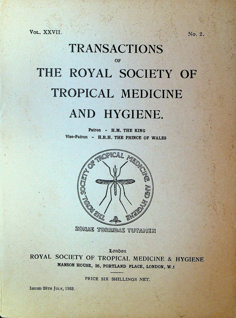 Royal Society of Tropical Medicine & Hygiene July 1933 Sickle Cell Anemia