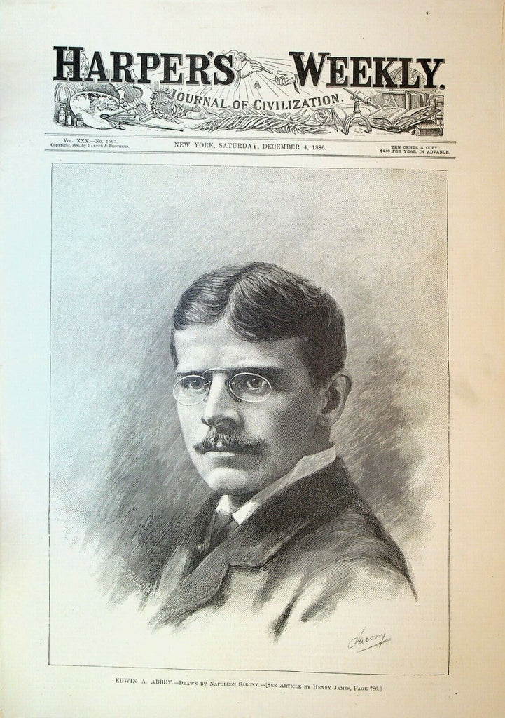 Harper's Weekly December 4 1886 Thomas Nast Edwin Abbey H Rider Haggard She