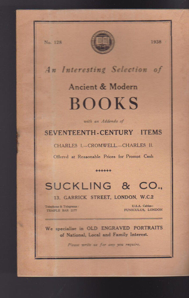 Suckling & Co Catalog 128 1938 Ancient & Modern Books
