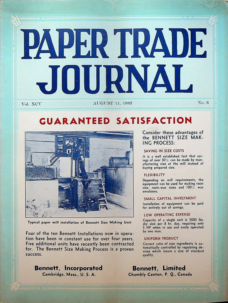 Paper Trade Journal August 11 1932 Crystal Tissue Brown County Paper Mills