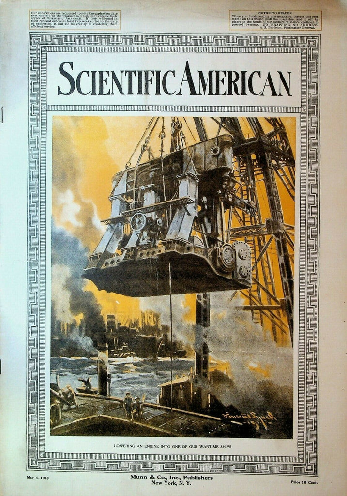 Scientific American May 4 1918 WWI Weapons Farm Equipment