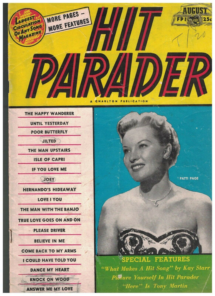 Hit Parader August 1954 Patti Page Harry Belafonte Jackie Gleason Milton Berle
