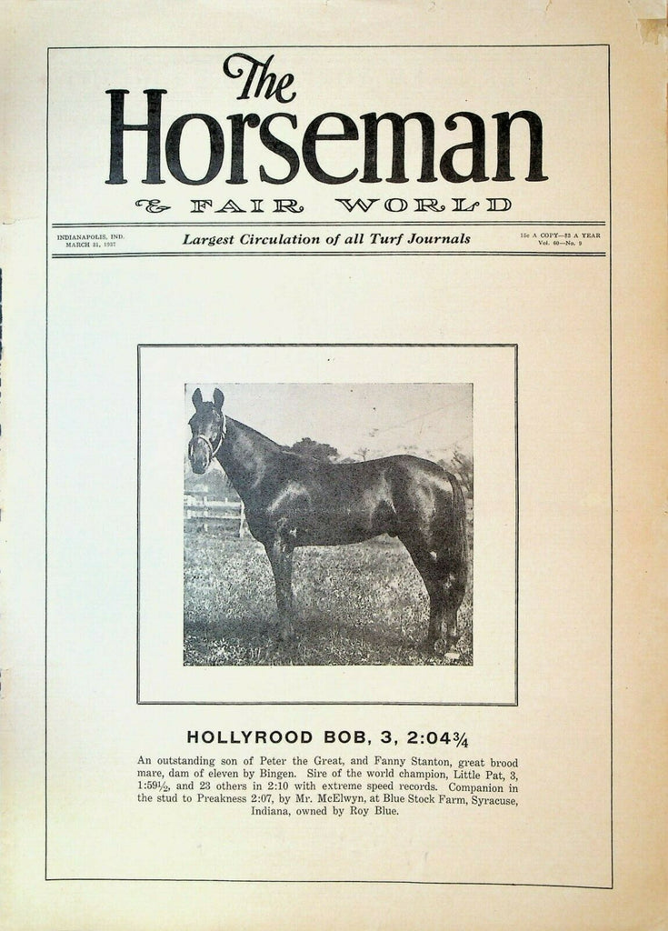 Horseman & Fair World Magazine Harness Racing March 31 1937 Hollyrood Bob