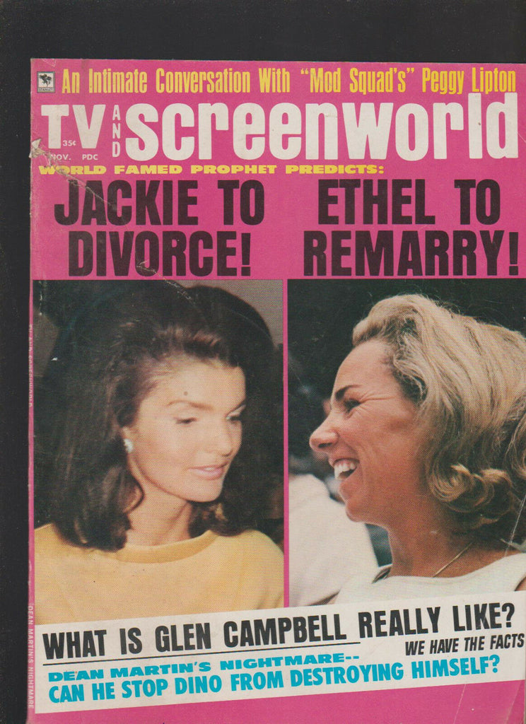 TV & Screenworld Magazine November 1969 Jackie Onassis Glen Campbell