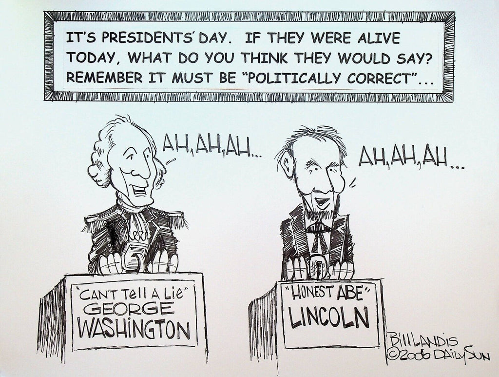 Bill Landis Original Cartoon Art The Villages Daily Sun 2006 Abe Lincoln