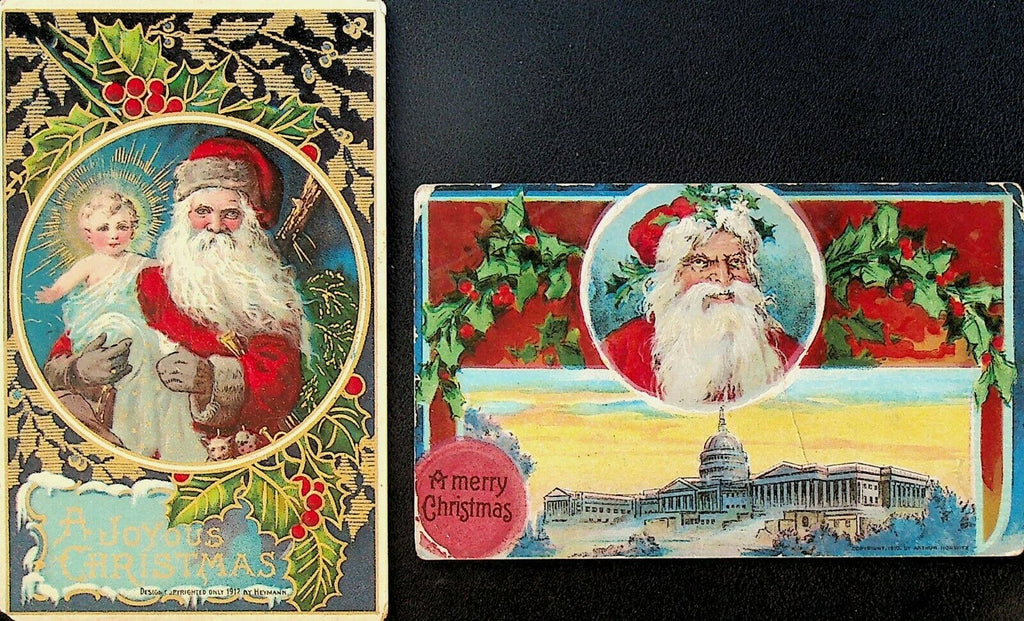 Santa Claus Christmas Postcard Lot of 2 1900s Embossed Germany US Capitol