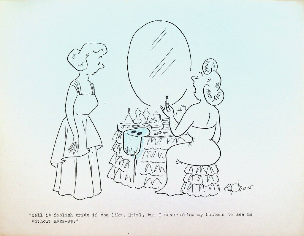 Woman Putting on Make-Up 1960s Cy Olson Original Art