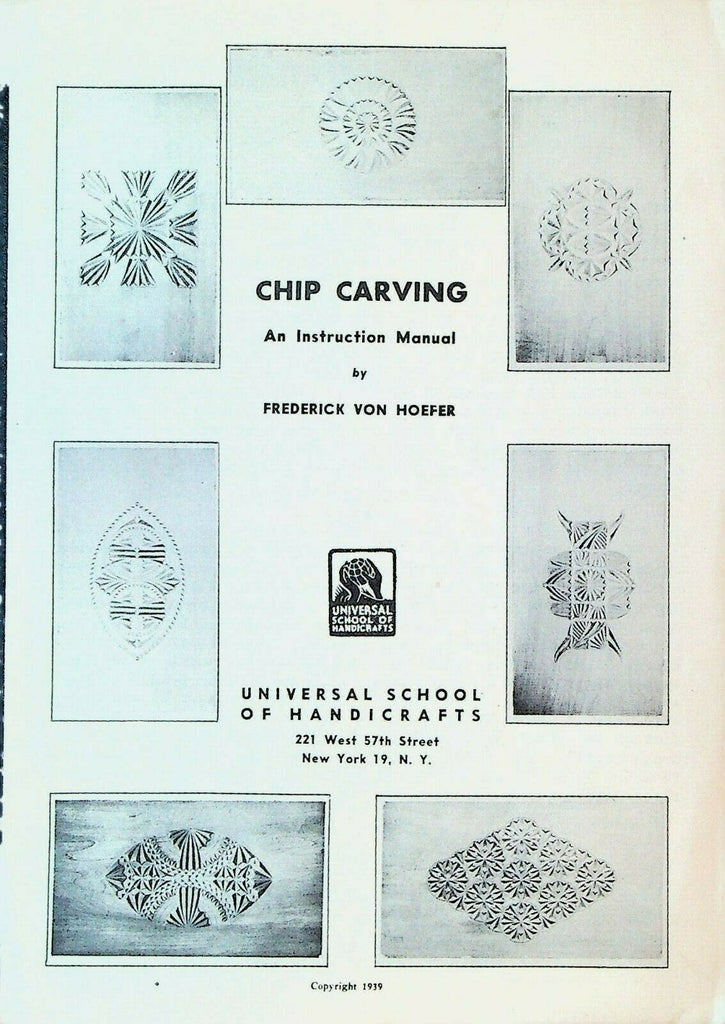 Chip Carving An Instruction Manual by Frederick Von Hoefer 1939 Brochure