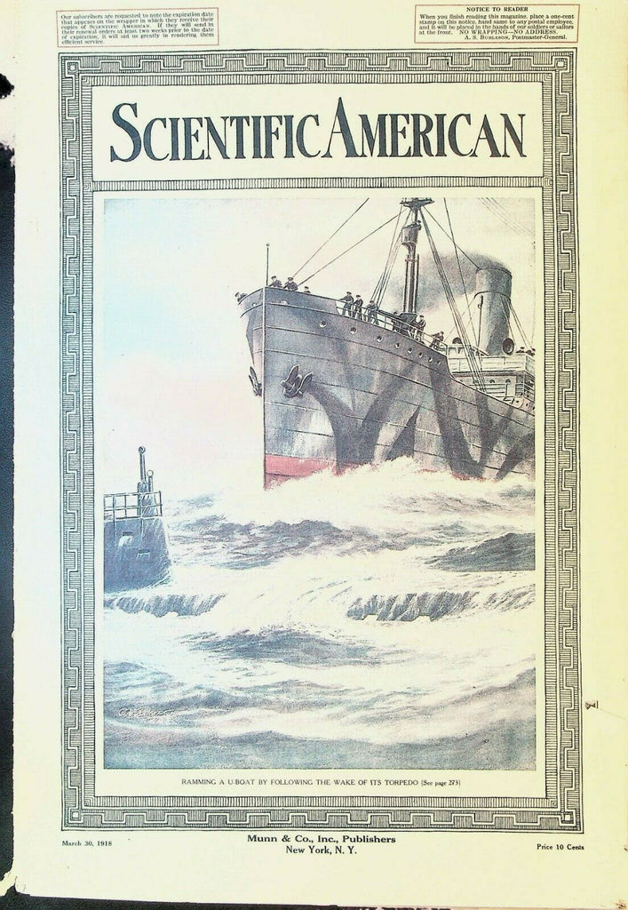 Scientific American March 30 1918 WWI U-Boat Farm Equipment