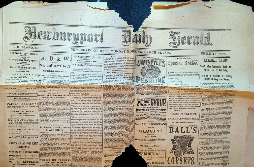Newburyport Daily Herald March 22 1886 Fall River Oliver Wendell Holmes