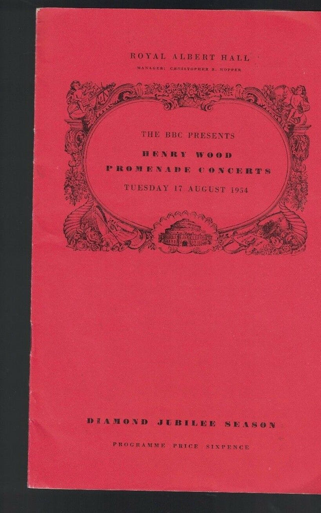 Henry Wood Promenade Concert August 17 1954 Royal Albert Hall program