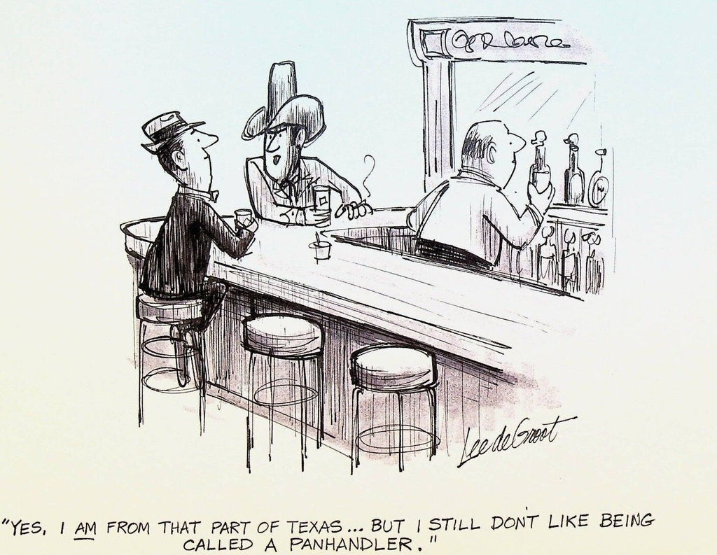 Lee DeGroot Original Art Gag Cowboy Texas Panhandle