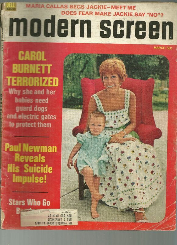 Modern Screen Magazine March 1971 Carol Burnett Paul Newman Jackie Kennedy
