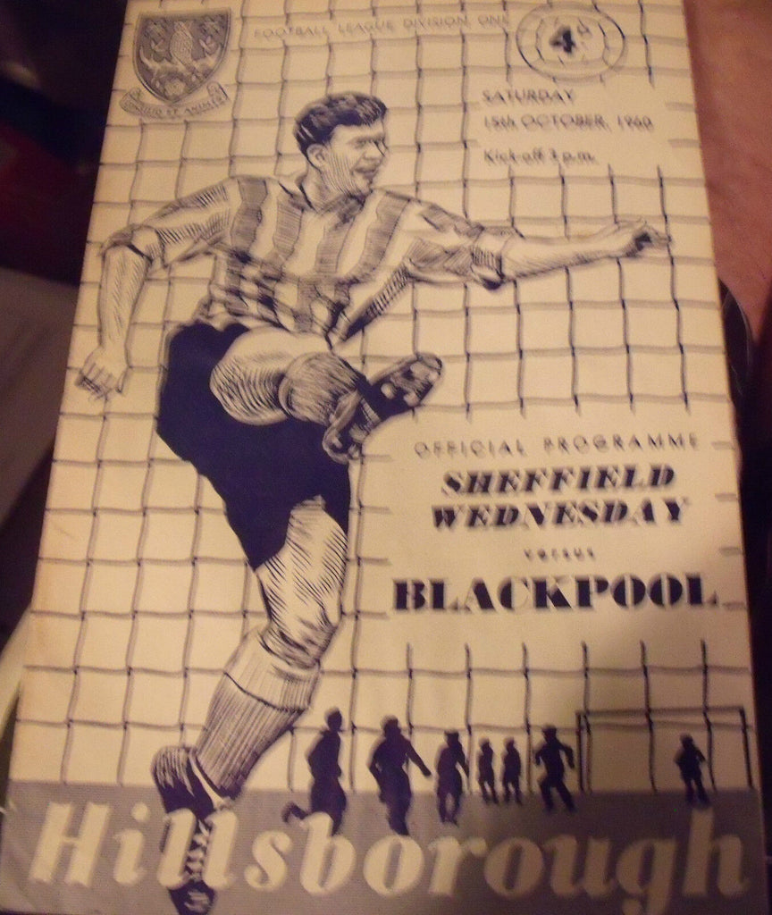 Sheffield Wednesday vs Blackpool Official Programme- Oct 15 1960