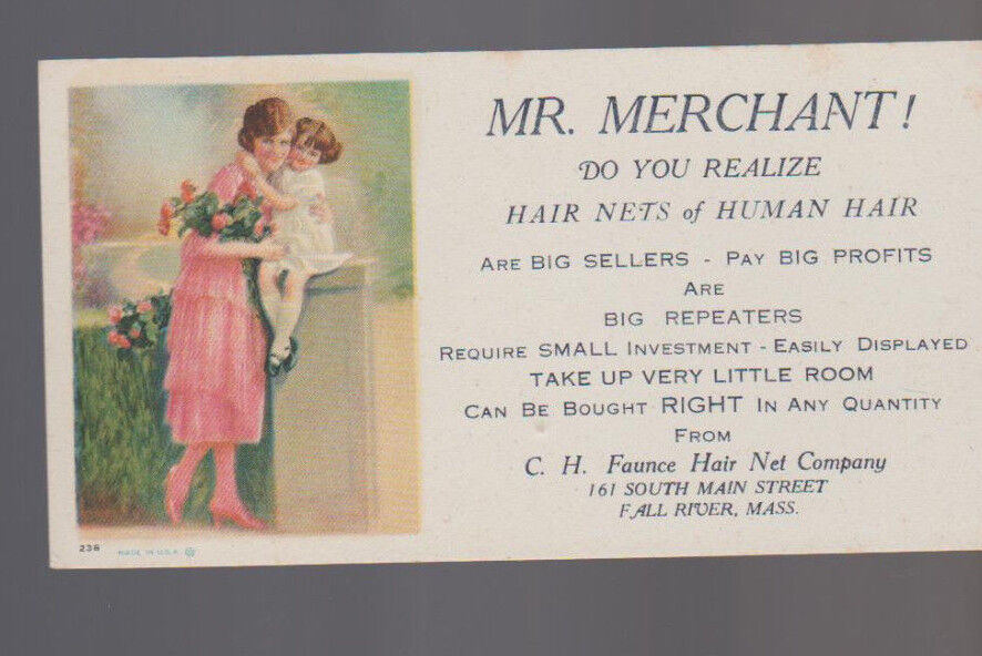 CH Faunce Hair Net Company Advertising Blotter
