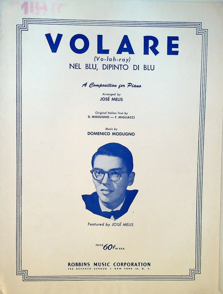 Volare Sheet Music Jose Melis Cuban Bandleader 1958