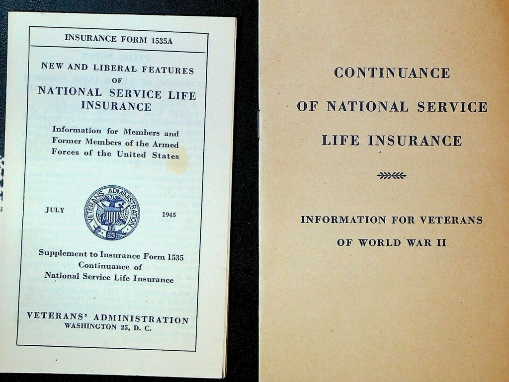 National Service Life Insurance 1945 WWII Veterans Booklets