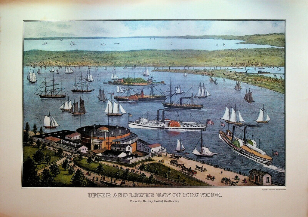 Currier & Ives Calendar Topper 1971 Upper & Lower Bay of New York