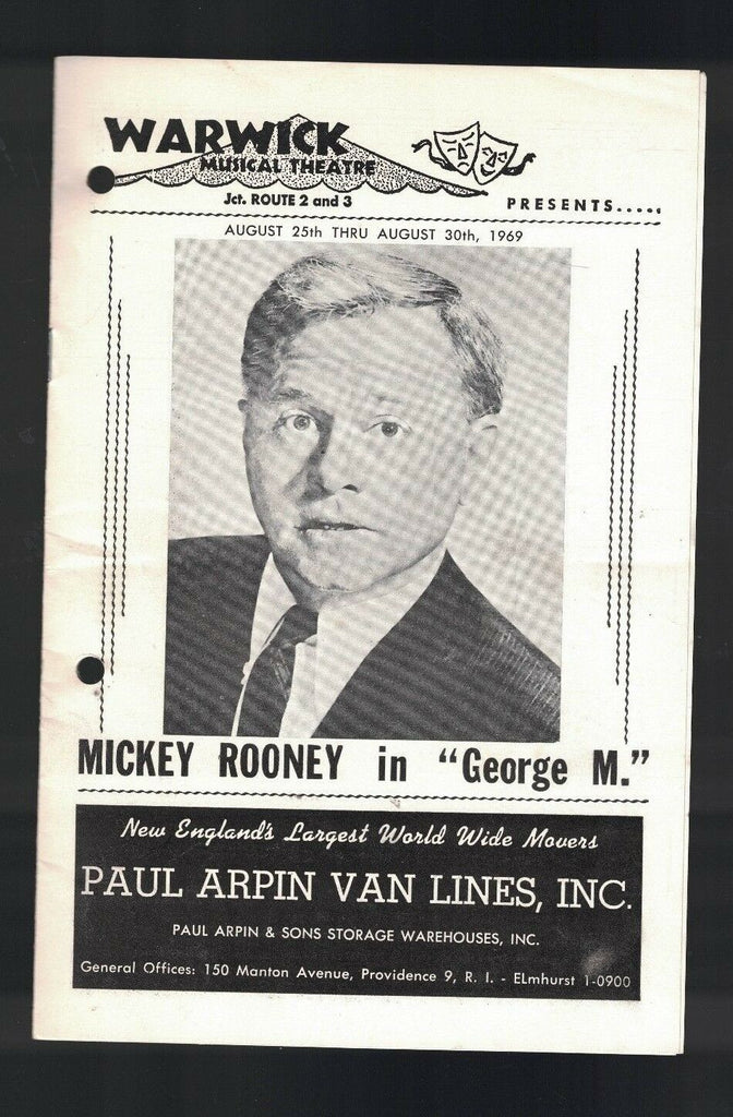 George M Playbill August 25 1969 Warwick Musical Theatre Mickey Rooney