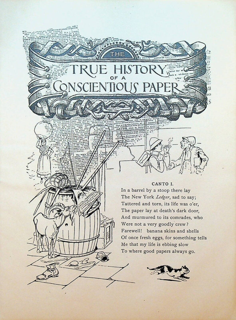 The True History of a Conscientious Paper 1800s Booklet New York City Newspapers