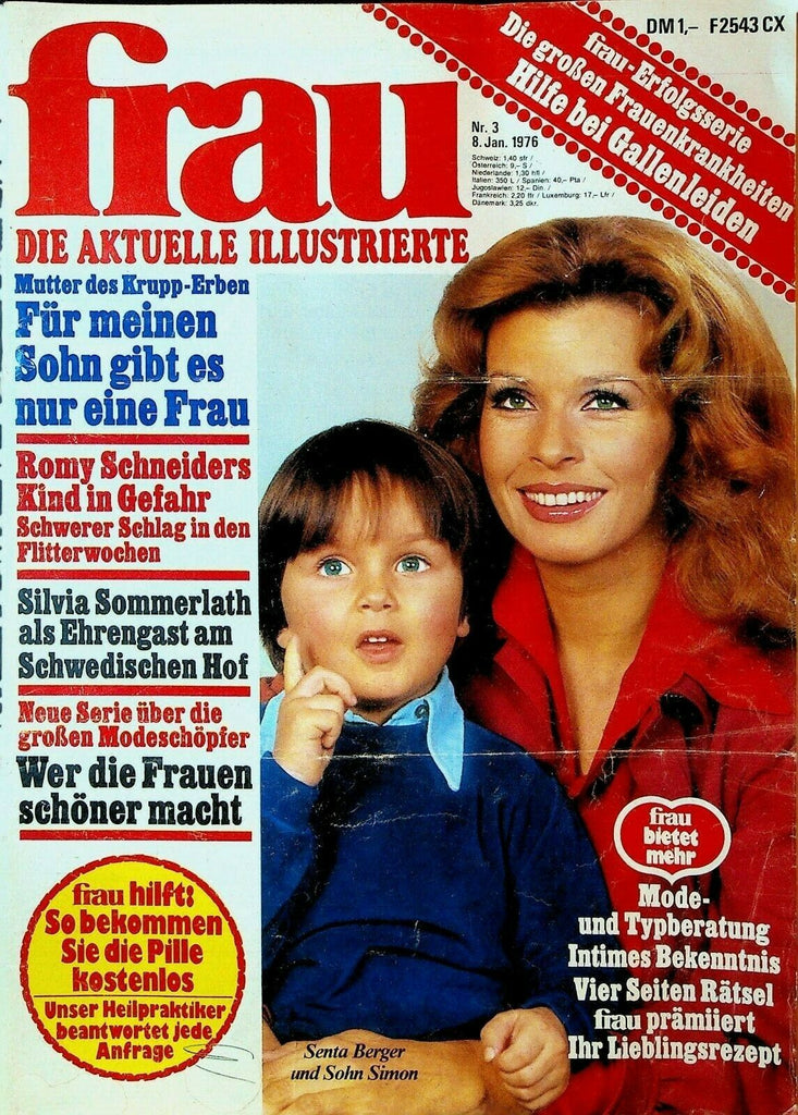 Frau Magazine January 8 1976 Pierre Cardin Bruce Low Senta Berger Sohn Simon