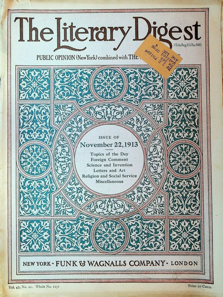 Literary Digest November 22 1913 LZ 18 L2 German Zeppelin Crash Mexico