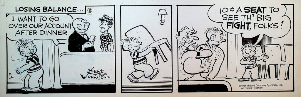 Moon Mullins Original Art Ferd & Tom Johnson February 22 1984 Family Budget