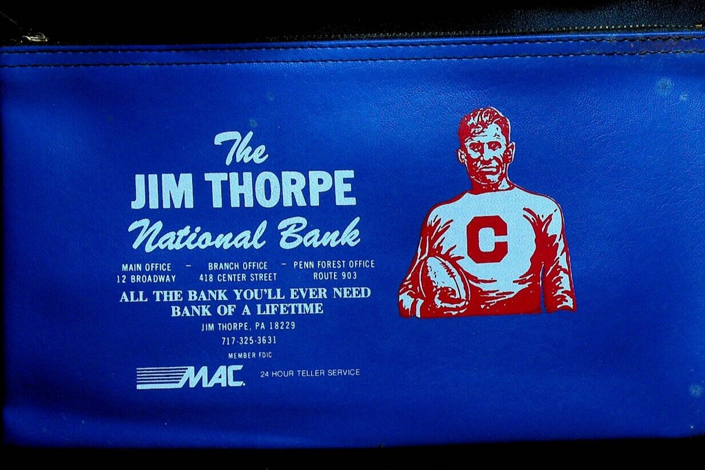 Jim Thorpe National Bank Deposit Bag Vintage Football Pennsylvania