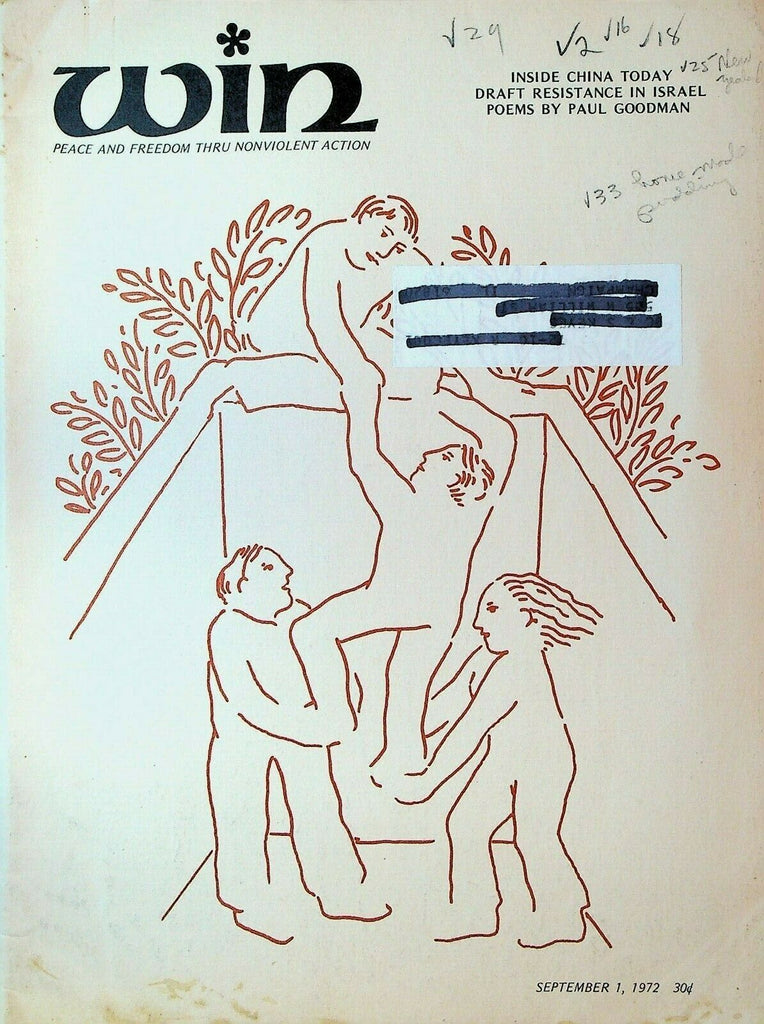Win Magazine September 1 1972 Israel Draft Resistance Paul Goodman