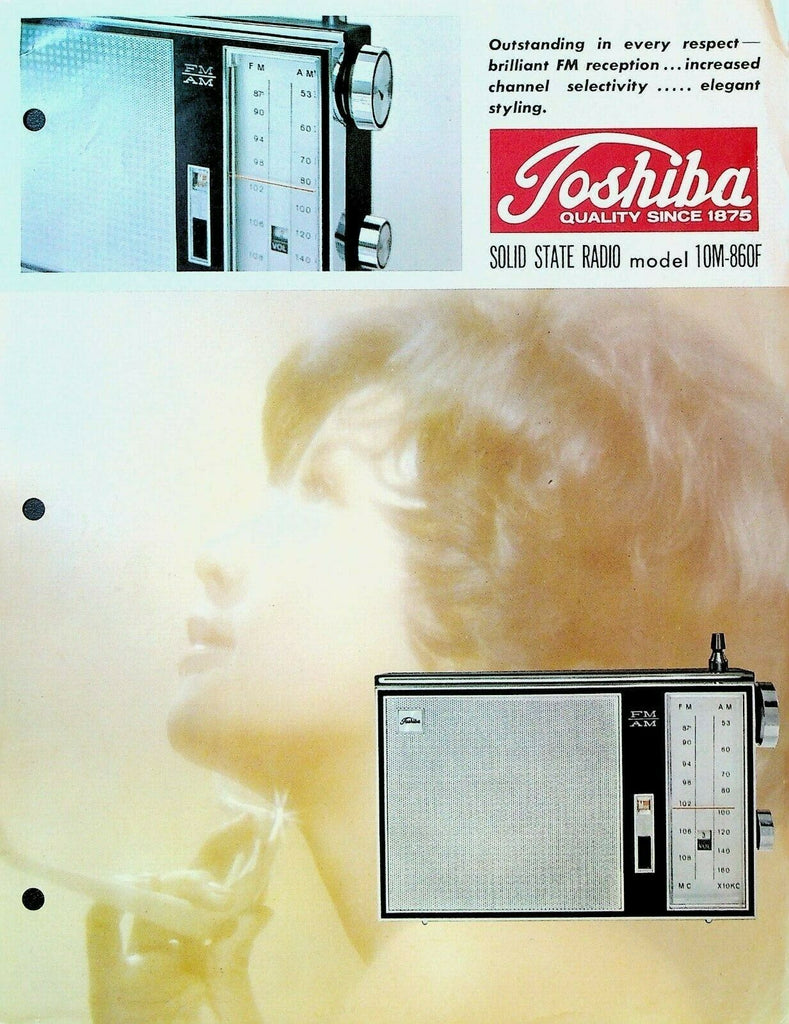 Toshiba Solid State Radio Model 10M-860F Ad Sheet 1970s