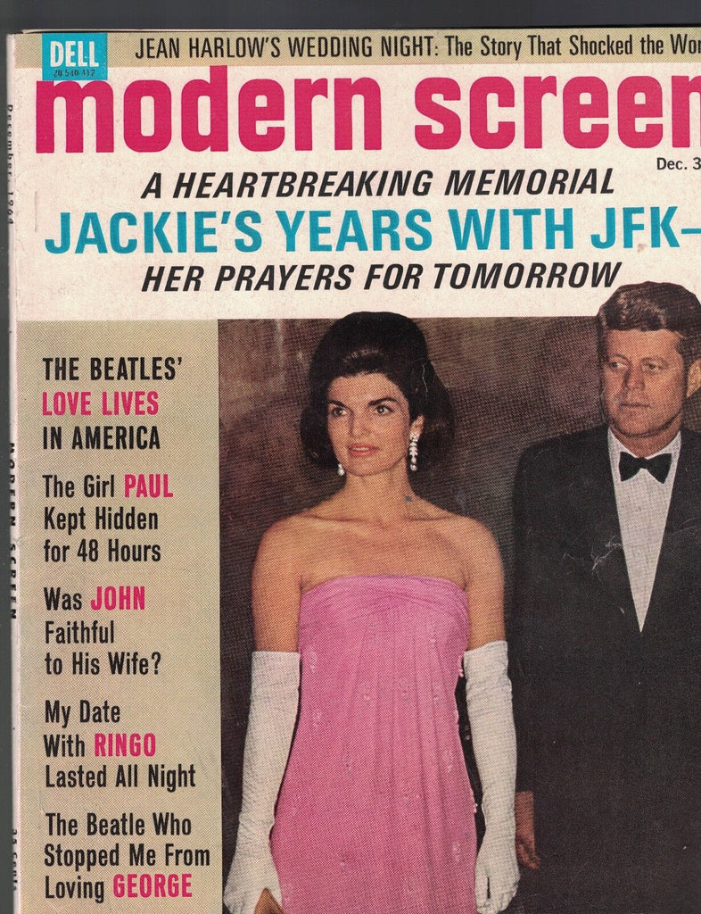 Modern Screen Magazine December 1964 Jackie Kennedy Beatles Jean Harlow JFK