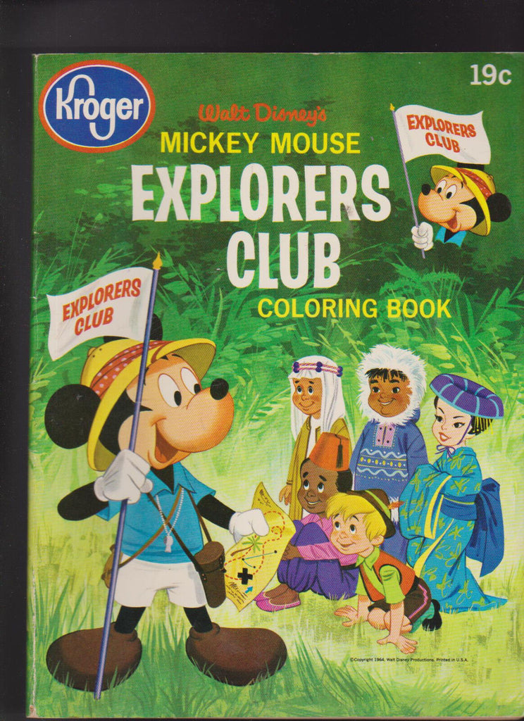 Mickey Mouse Explorers Club Coloring Book Kroger Grocery 1965 Walt Disney