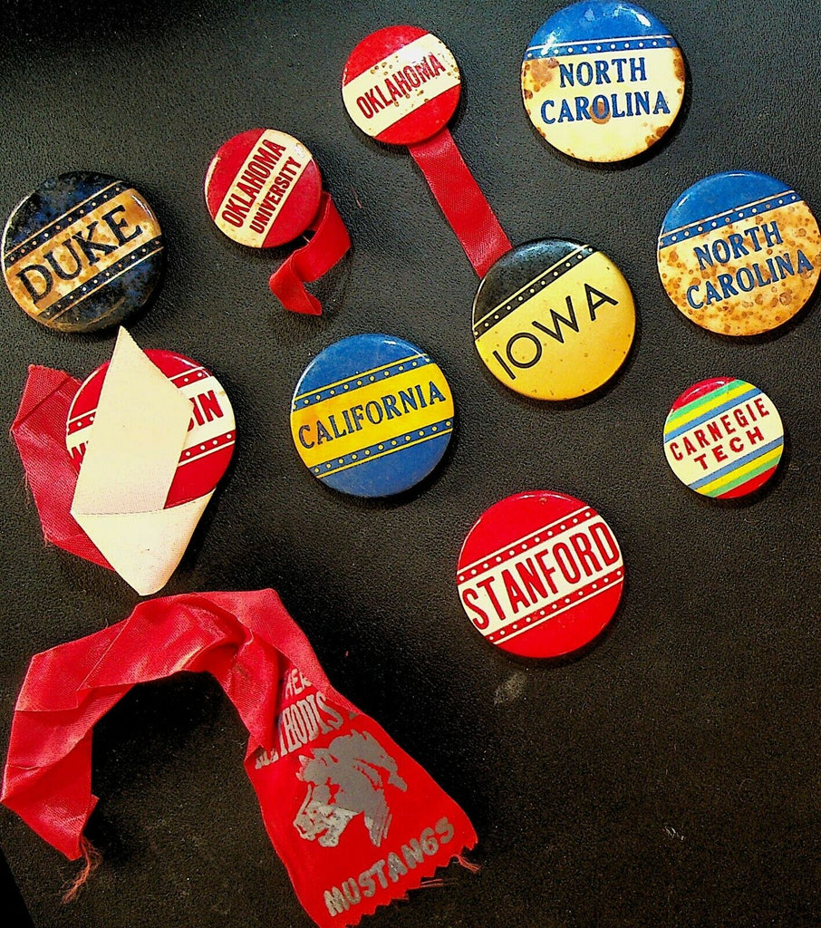 College Pinback Lot of 10 1950s North Carolina Iowa Wisconsin Oklahoma Duke